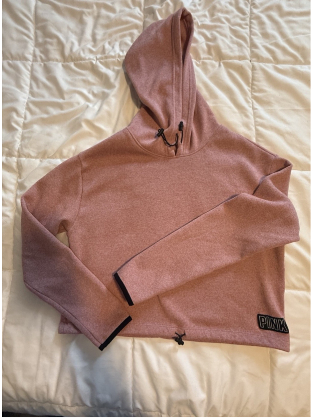 Victorias Secret PINK cropped Hoodie Heather Pink Sz Medium
